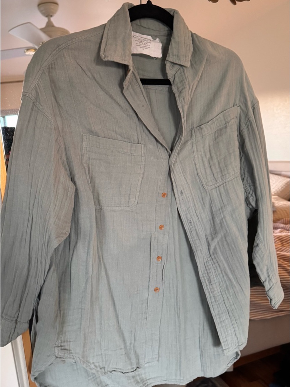 acacia swimwear Sage Green Casual Button-Down Shirt